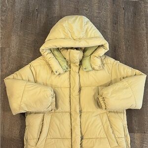 Green Puffer Jacket with Detachable Hood